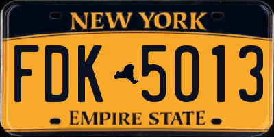 NY license plate FDK5013