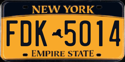NY license plate FDK5014