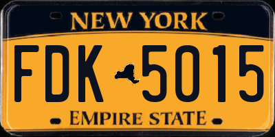 NY license plate FDK5015