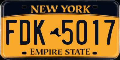 NY license plate FDK5017