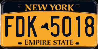 NY license plate FDK5018