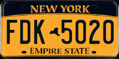 NY license plate FDK5020