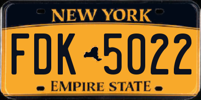 NY license plate FDK5022