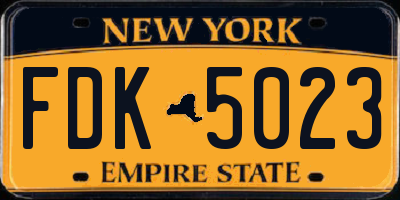 NY license plate FDK5023
