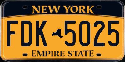 NY license plate FDK5025