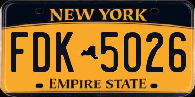 NY license plate FDK5026