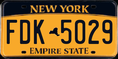 NY license plate FDK5029