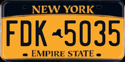 NY license plate FDK5035