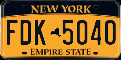 NY license plate FDK5040