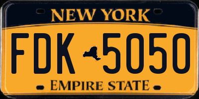 NY license plate FDK5050