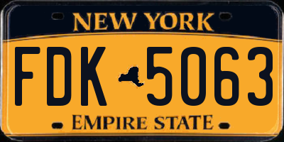 NY license plate FDK5063