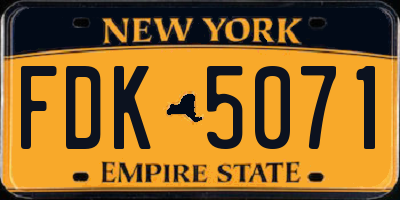 NY license plate FDK5071