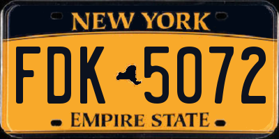 NY license plate FDK5072