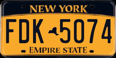 NY license plate FDK5074