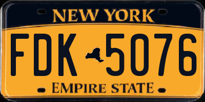 NY license plate FDK5076