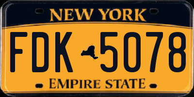 NY license plate FDK5078
