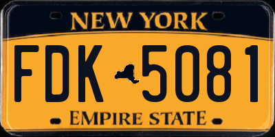 NY license plate FDK5081