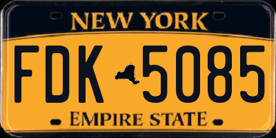 NY license plate FDK5085