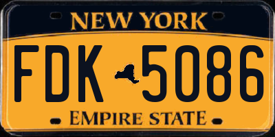 NY license plate FDK5086
