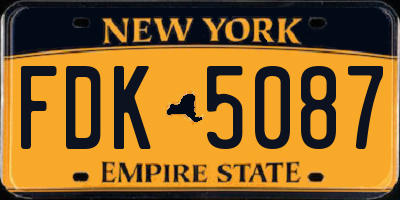 NY license plate FDK5087