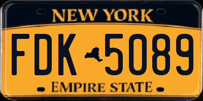 NY license plate FDK5089