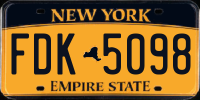 NY license plate FDK5098