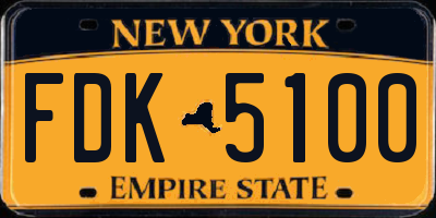 NY license plate FDK5100