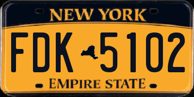 NY license plate FDK5102