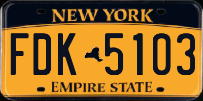NY license plate FDK5103