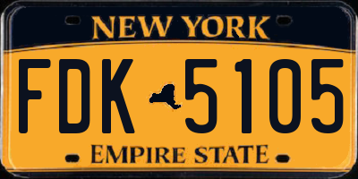 NY license plate FDK5105