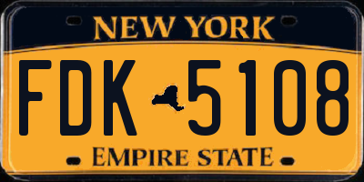 NY license plate FDK5108