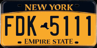 NY license plate FDK5111