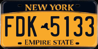 NY license plate FDK5133