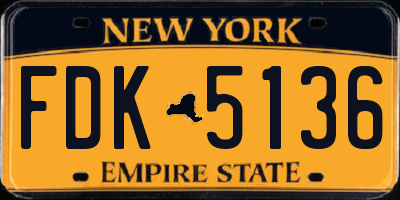 NY license plate FDK5136