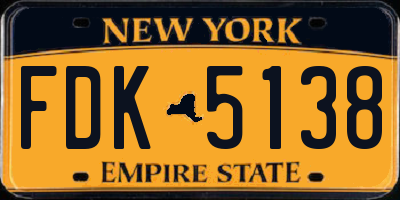 NY license plate FDK5138