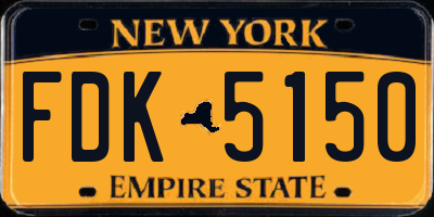 NY license plate FDK5150