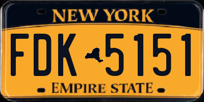 NY license plate FDK5151