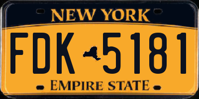 NY license plate FDK5181