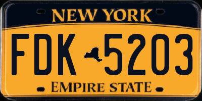 NY license plate FDK5203