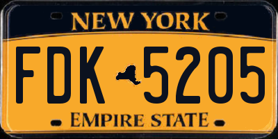 NY license plate FDK5205