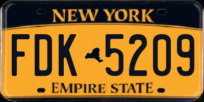 NY license plate FDK5209