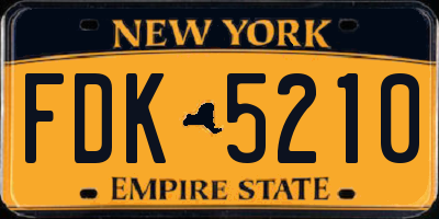 NY license plate FDK5210