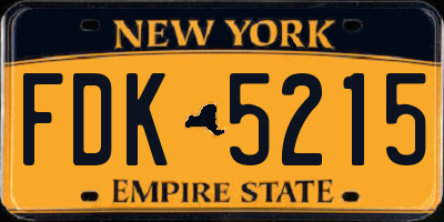 NY license plate FDK5215