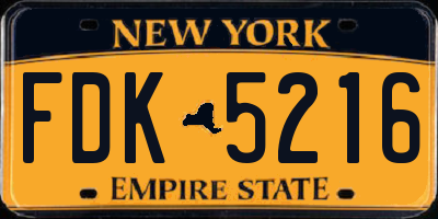 NY license plate FDK5216