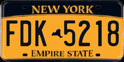 NY license plate FDK5218