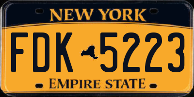 NY license plate FDK5223