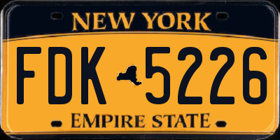 NY license plate FDK5226