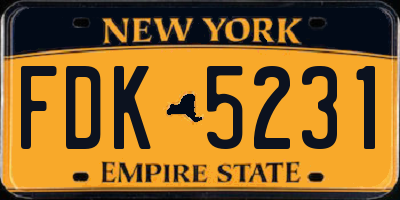 NY license plate FDK5231