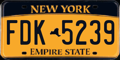 NY license plate FDK5239