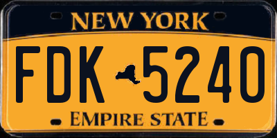 NY license plate FDK5240
